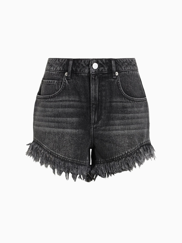 AllSaints Black 100% Cotton Hailey Denim Shorts - Image 7 of 7