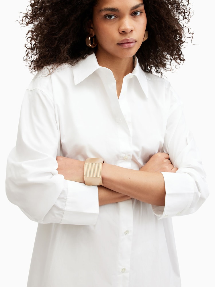 AllSaints White Imogen 100% Cotton Shirt Dress - Image 2 of 8