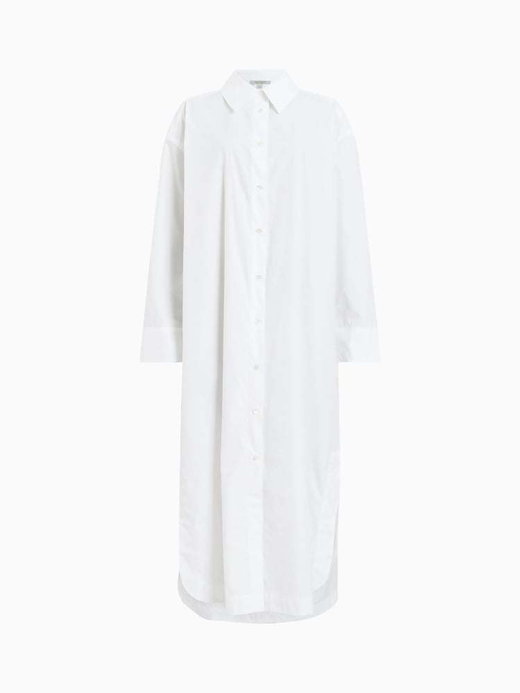 AllSaints White Imogen 100% Cotton Shirt Dress - Image 8 of 8