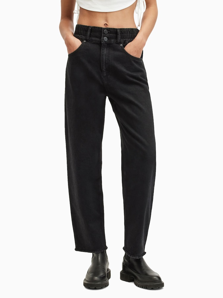 AllSaints Black Hailey Fray Jeans - Image 1 of 8