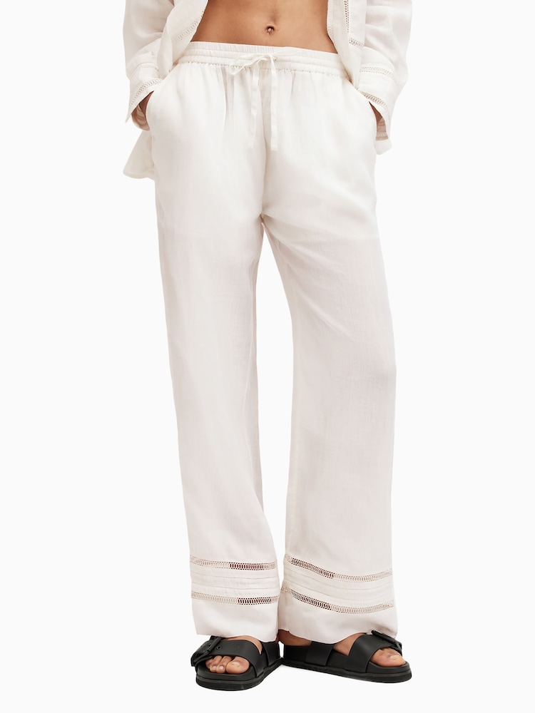 AllSaints White Jade Linen Trousers - Image 2 of 6