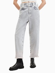 AllSaints Grey Hailey Fray Jeans - Image 1 of 6