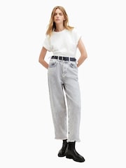 AllSaints Grey Hailey Fray Jeans - Image 4 of 6