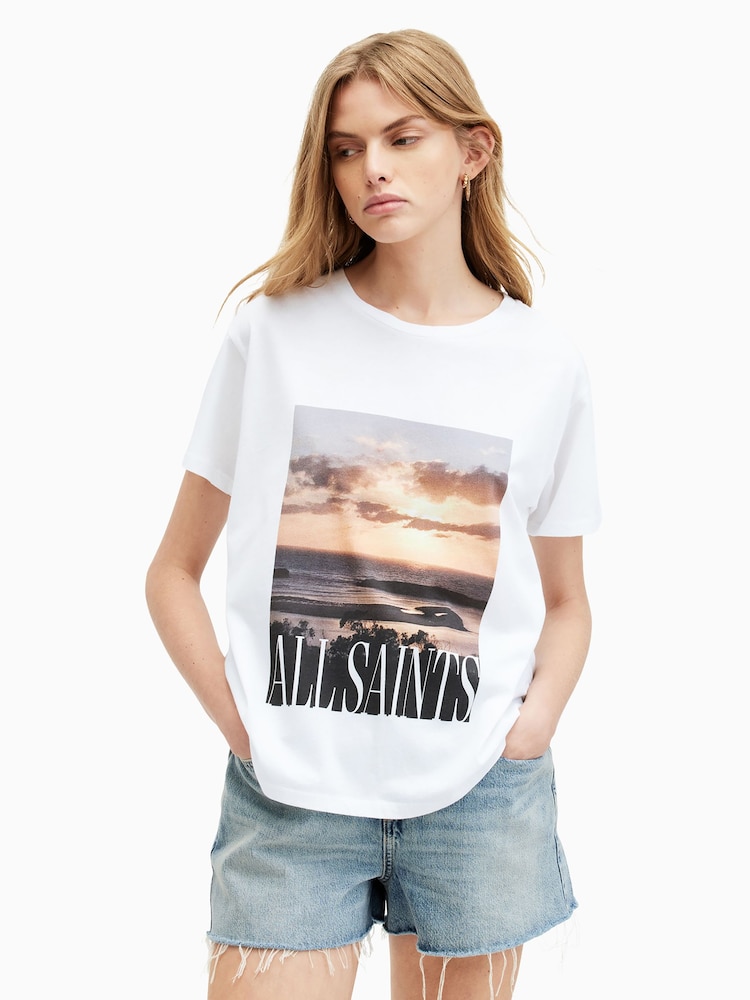 AllSaints White 100% Cotton Dia Grace T-Shirt - Image 1 of 6