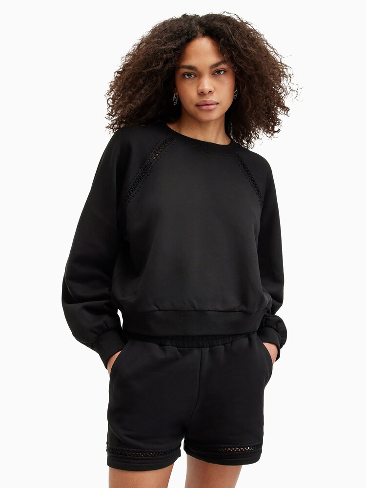 AllSaints Black Ewelina 100% Cottton Sweatshirt - Image 1 of 7