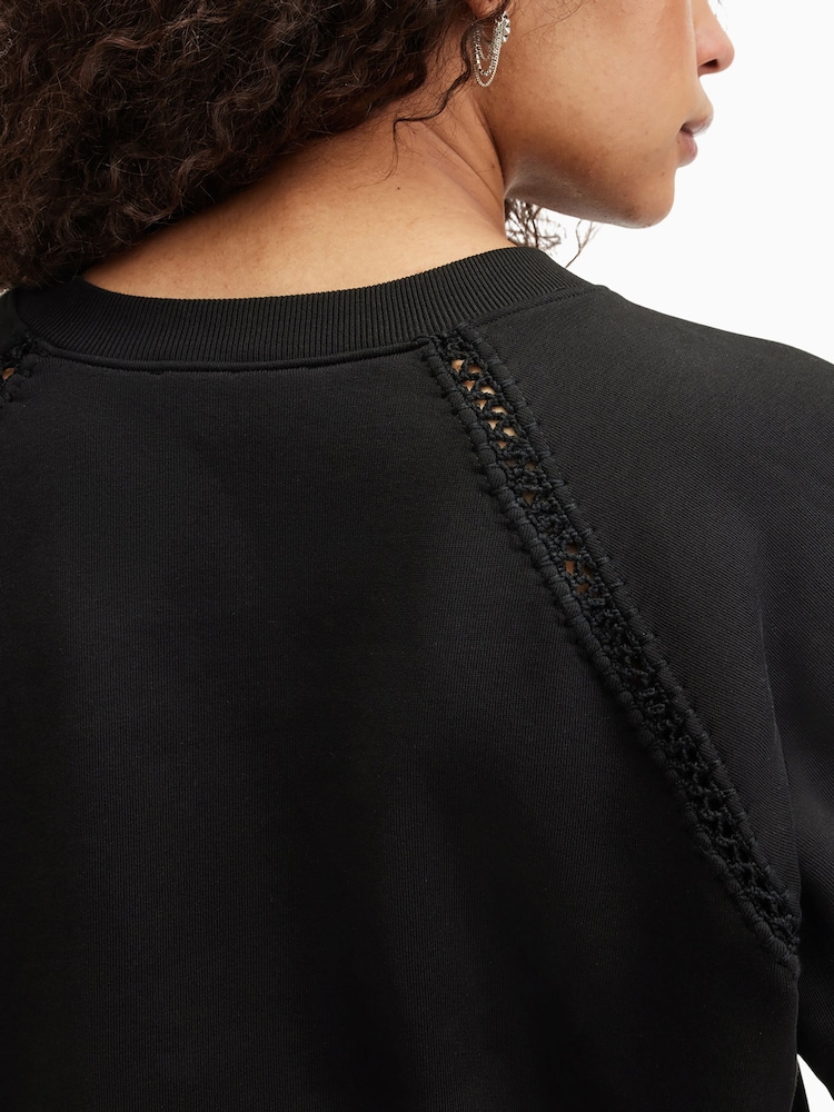 AllSaints Black Ewelina 100% Cottton Sweatshirt - Image 2 of 7