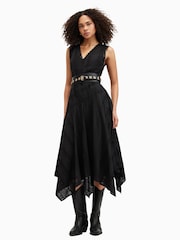 AllSaints Black Avania Short Sleeve Dress - Image 1 of 9
