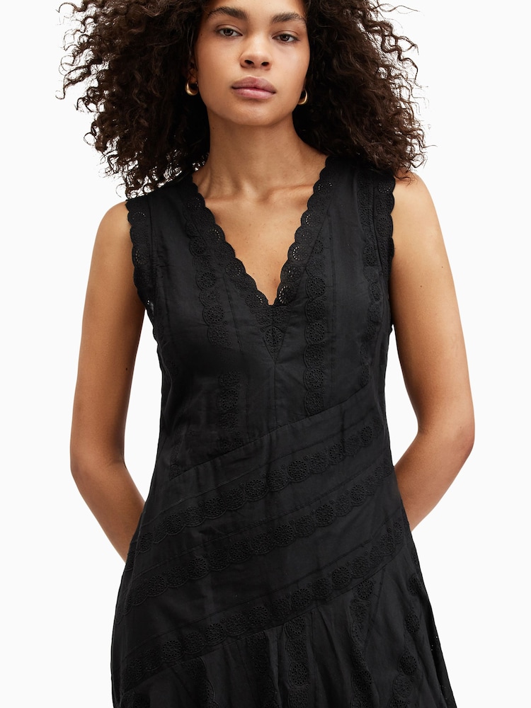 AllSaints Black Avania Short Sleeve Dress - Image 2 of 9