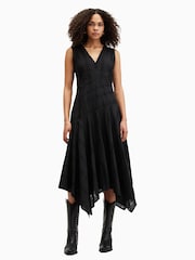 AllSaints Black Avania Short Sleeve Dress - Image 3 of 9