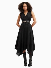 AllSaints Black Avania Short Sleeve Dress - Image 4 of 9