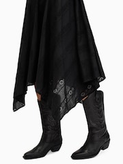 AllSaints Black Avania Short Sleeve Dress - Image 6 of 9