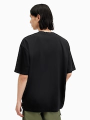 AllSaints Black Slanted Crew Neck T-Shirt - Image 2 of 6
