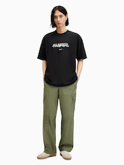 AllSaints Black Slanted Crew Neck T-Shirt - Image 3 of 6