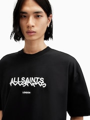 AllSaints Black Slanted Crew Neck T-Shirt - Image 5 of 6