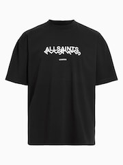 AllSaints Black Slanted Crew Neck T-Shirt - Image 6 of 6