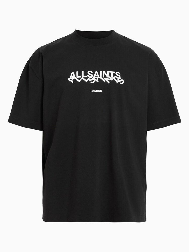 AllSaints Black Slanted Crew Neck T-Shirt - Image 6 of 6