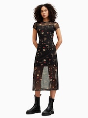 AllSaints Black Hanna Kora Short Sleeve Dress - Image 3 of 5