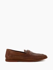 Dune London Brown Brickles Woven Loafers - Image 1 of 8