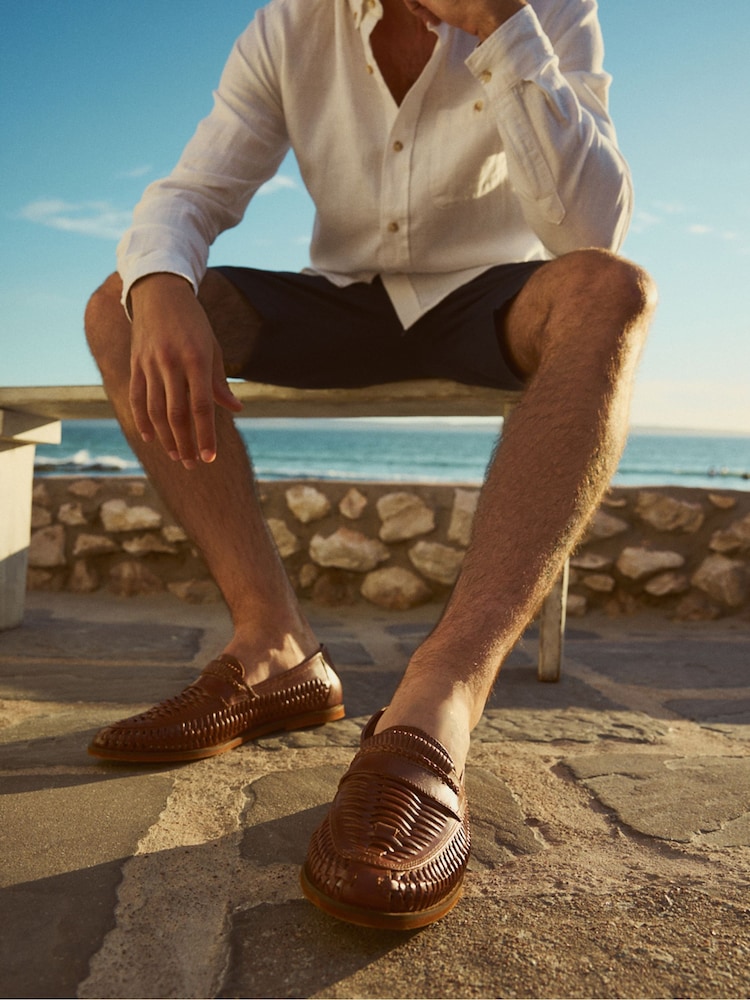 Dune London Brown Brickles Woven Loafers - Image 3 of 8