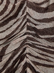 Reiss Brown/Cream Tabitha Animal Printed Midi Dress - Image 5 of 5