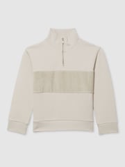 Topo - Reiss Selin Slim Fit Half-Zip Funnel Neck Velour Sweatshirt - Imagen 2 de 4