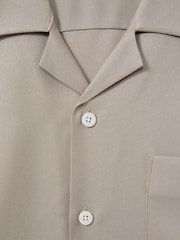 Reiss Mushroom Brown Tokyo Cuban Collar Button-Through Shirt - Image 6 of 6