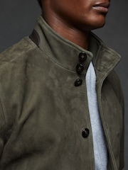 Reiss Light Khaki Green Roland Suede Harrington Jacket - Image 3 of 5