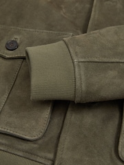 Reiss Light Khaki Green Roland Suede Harrington Jacket - Image 5 of 5