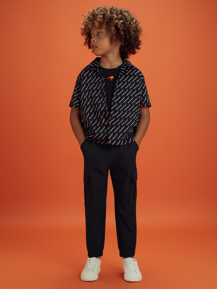 Reiss Black Lane 9-13 yrs McLaren F1 Ribbed Cotton Embroidered Vest - Image 1 of 5