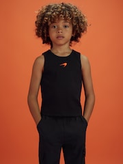 Reiss Black Lane 9-13 yrs McLaren F1 Ribbed Cotton Embroidered Vest - Image 3 of 5