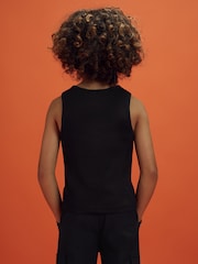 Reiss Black Lane 9-13 yrs McLaren F1 Ribbed Cotton Embroidered Vest - Image 4 of 5