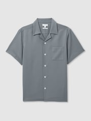 Reiss Slate Grey Tokyo Cuban Collar Button-Through Shirt - Image 2 of 6