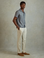 Reiss Slate Grey Tokyo Cuban Collar Button-Through Shirt - Image 3 of 6