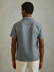 Reiss Slate Grey Tokyo Cuban Collar Button-Through Shirt - Image 5 of 6