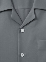 Reiss Slate Grey Tokyo Cuban Collar Button-Through Shirt - Image 6 of 6