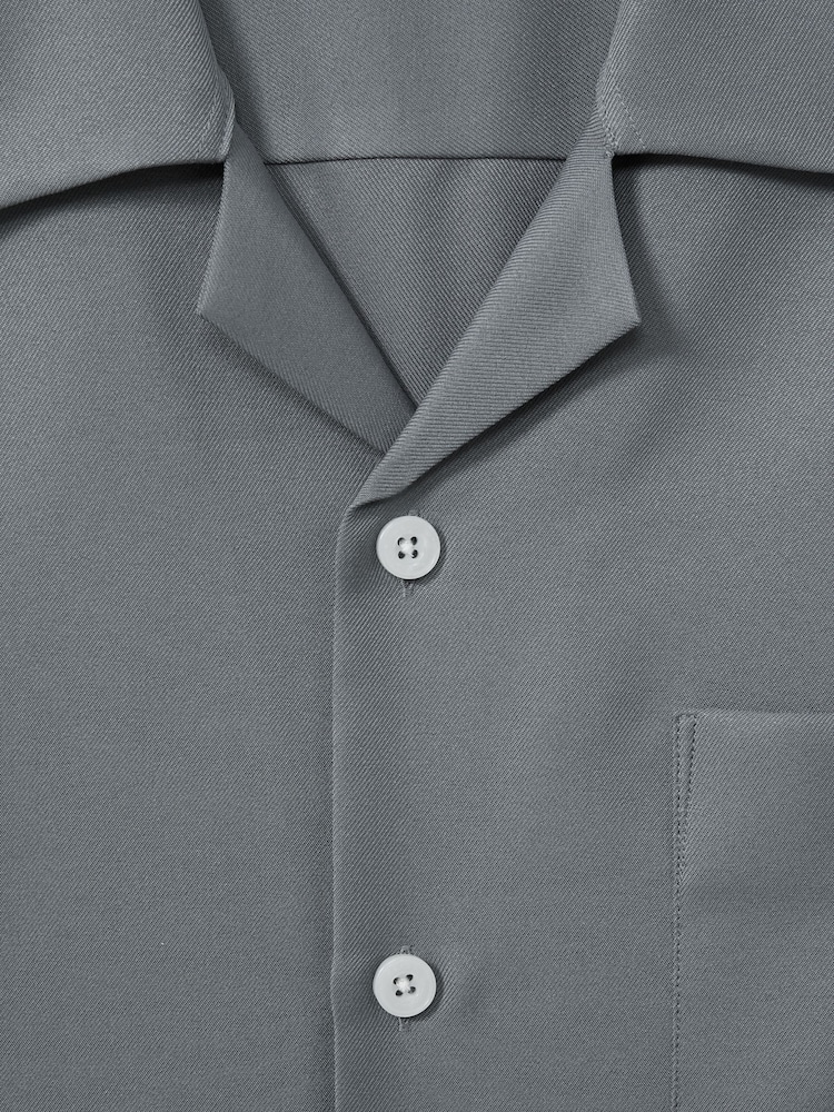 Reiss Slate Grey Tokyo Cuban Collar Button-Through Shirt - Image 6 of 6