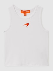 Reiss White Lane 9-13 yrs McLaren F1 Ribbed Cotton Embroidered Vest - Image 1 of 3