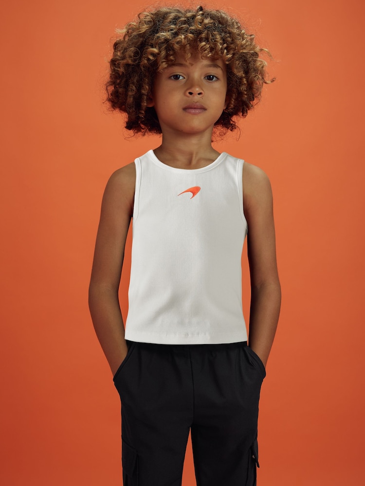 Reiss White Lane 9-13 yrs McLaren F1 Ribbed Cotton Embroidered Vest - Image 3 of 3