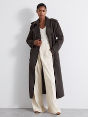 Reiss Charcoal Mabel Atelier Wool And Cashmere Trench Coat - Image 1 of 7