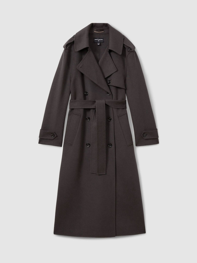 Reiss Charcoal Mabel Atelier Wool And Cashmere Trench Coat - Image 2 of 7