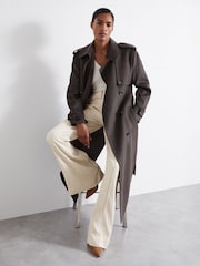 Reiss Charcoal Mabel Atelier Wool And Cashmere Trench Coat - Image 3 of 7