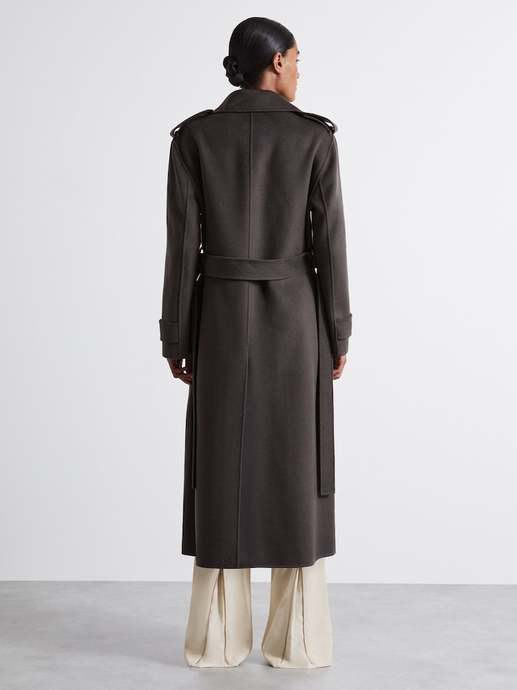 Reiss Charcoal Mabel Atelier Wool And Cashmere Trench Coat - Image 7 of 7