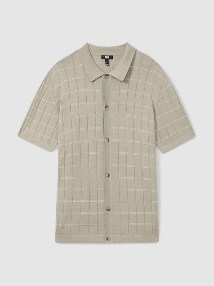 Paige Cotton-Linen Knitted Check Shirt - Image 1 of 6