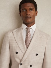 Reiss Stone Oe Belmondo Double-Breasted Check Suit Blazer Regular-Fit - Image 1 of 6