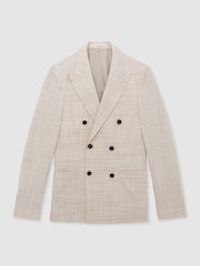 Reiss Stone Oe Belmondo Double-Breasted Check Suit Blazer Regular-Fit - Image 2 of 6
