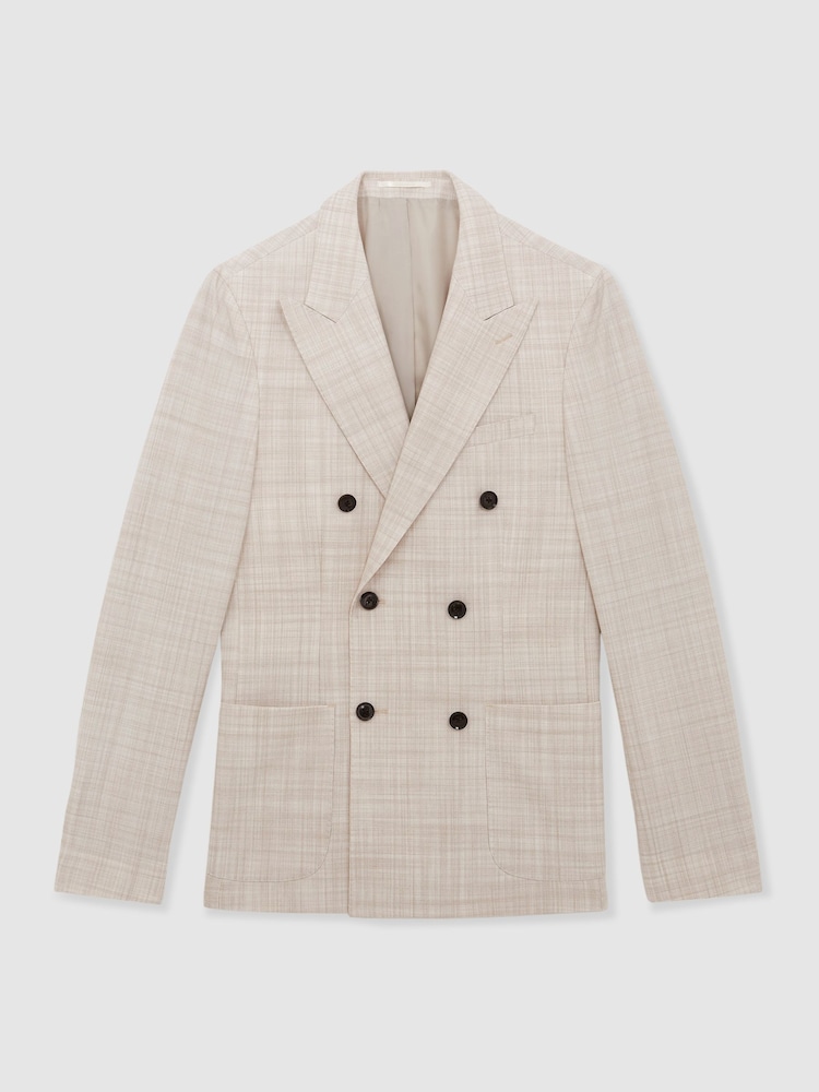 Reiss Stone Oe Belmondo Double-Breasted Check Suit Blazer Regular-Fit - Image 2 of 6