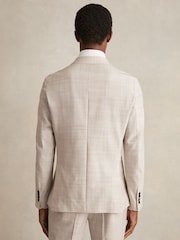 Reiss Stone Oe Belmondo Double-Breasted Check Suit Blazer Regular-Fit - Image 4 of 6