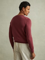Reiss Cherry Pink Wessex Merino Wool Crew Neck Jumper - Image 3 of 4