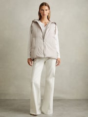 Reiss Neutral Farley Padded Hooded Gilet - Image 1 of 6