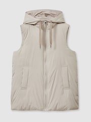 Reiss Neutral Farley Padded Hooded Gilet - Image 2 of 6